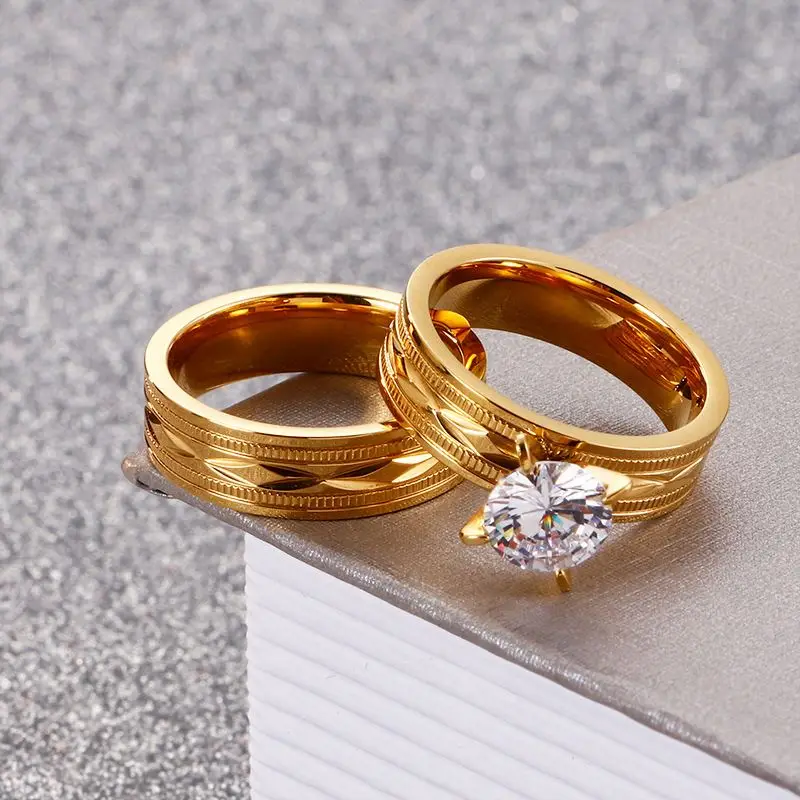 
2021 High Quality Couple 14k 585 White Gold Ring Acrylic in Competitive Price Knuckle Jewelry Rings 