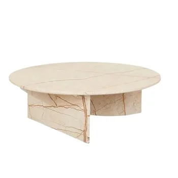 Natural stone calacatta white special shape dining table marble coffee table furniture travertine marble cafe table for home