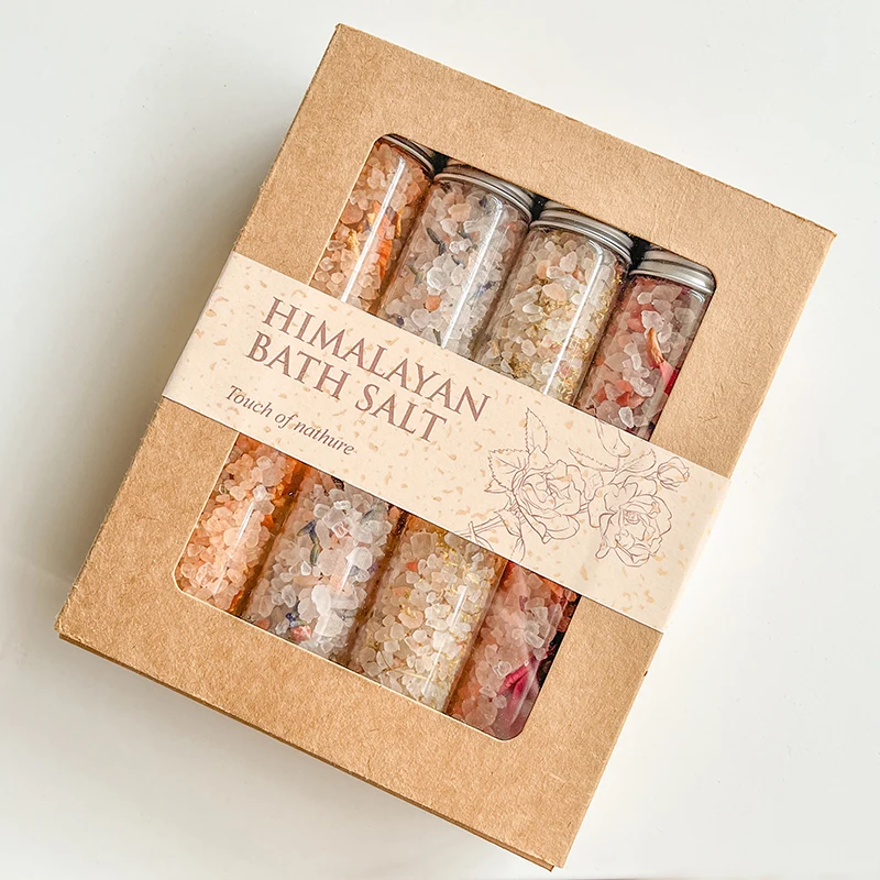 Травяные соли для ванн с розовым молоком и ароматом лаванды, индивидуальная торговая марка, для использования в форме порошка соли эпсома в подарочной коробке
