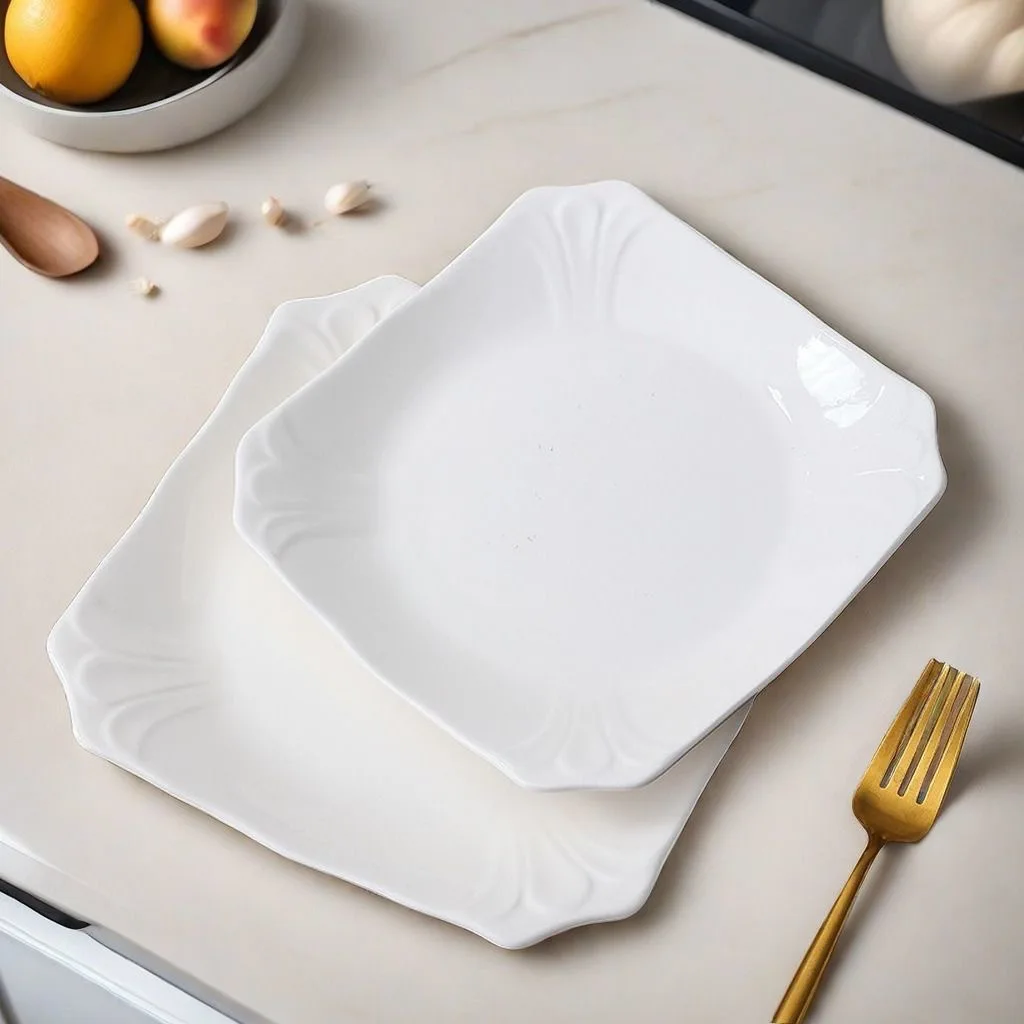 Wholesale Unbreakable White Large Custom Plastic Square Melamine Dinner Plates For Restaurant