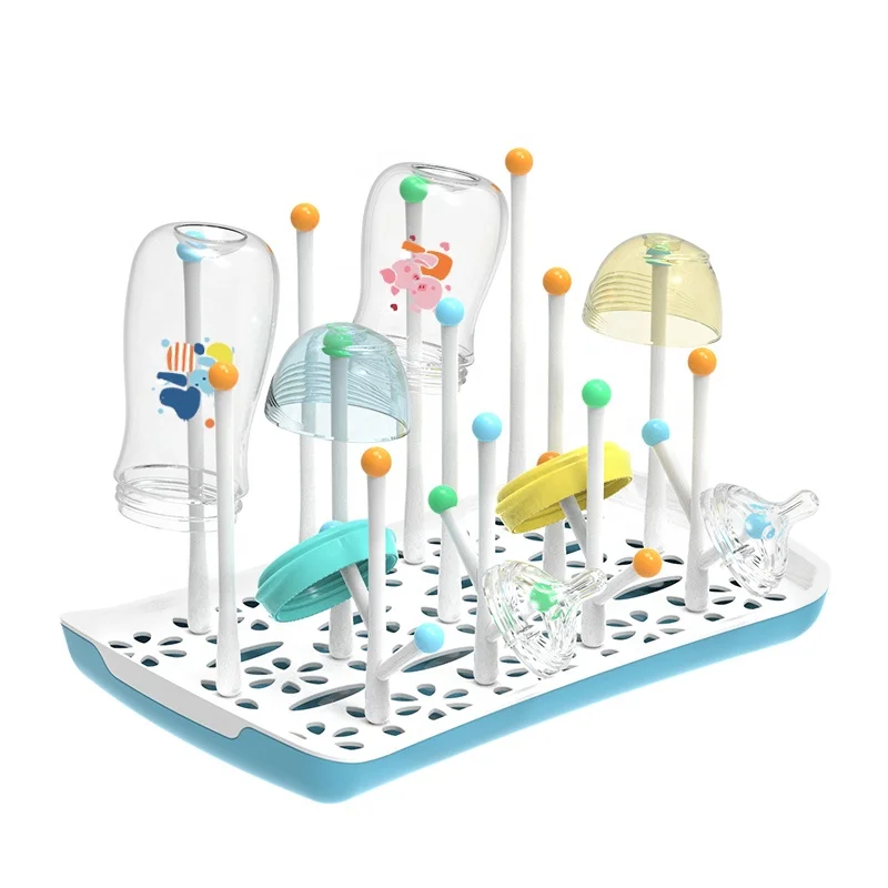 Hot selling Ready to Ship RTS bottle drying rack baby feeding bottle drying rack baby bottle drying rack with tray