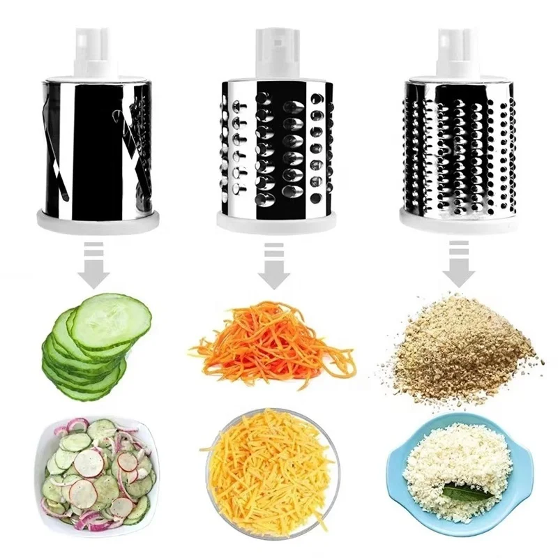 Rotary Cheese Grater 3 Drum Blades Manual Vegetable Slicer Walnuts Grinder Cheese Shredder Kitchen Vegetable Cheese Grater