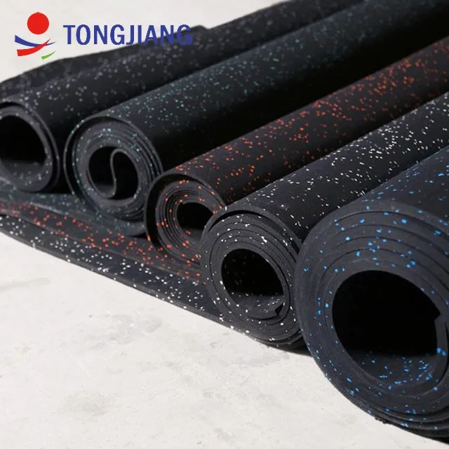 High density hot selling black +colorful epdm 6mm gym rubber flooring rolls