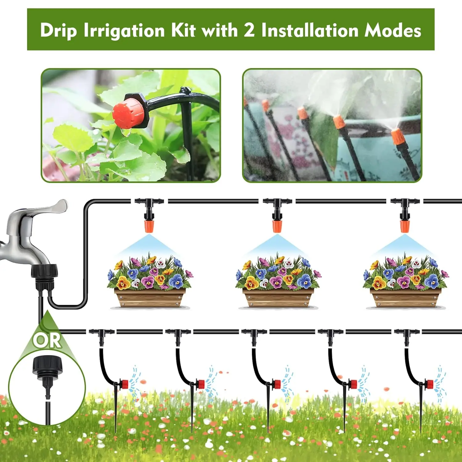 2024 Hot Sale DIY Watering Drip Irrigation Set for Farm  1/2 Inch Automatic Irrigation Drip Hose Pipe