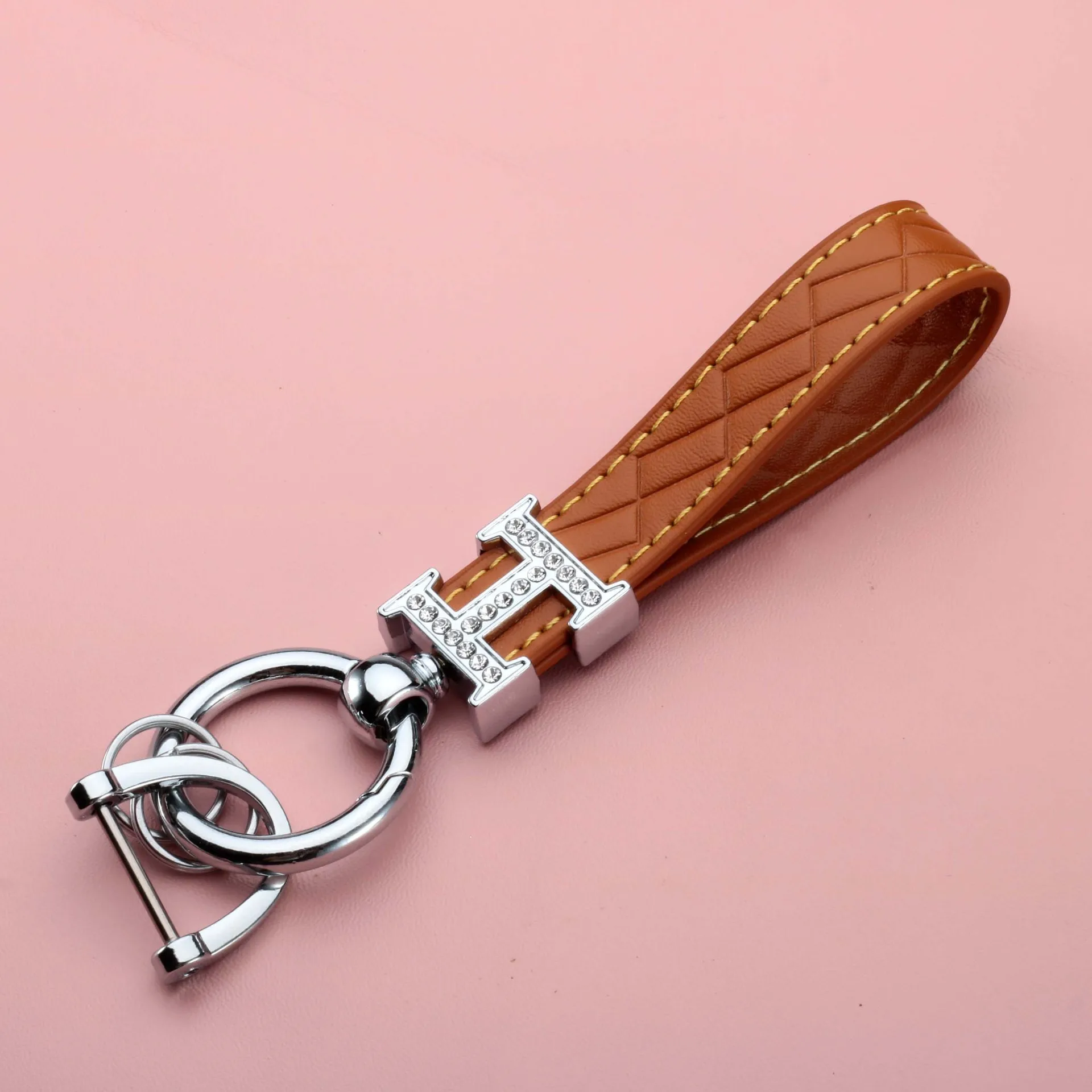Leather Hand Woven Keychain Metal key rings Chains Customize Personalized Gifts Car Key Holder For Mercedes Benz Auto Keyring