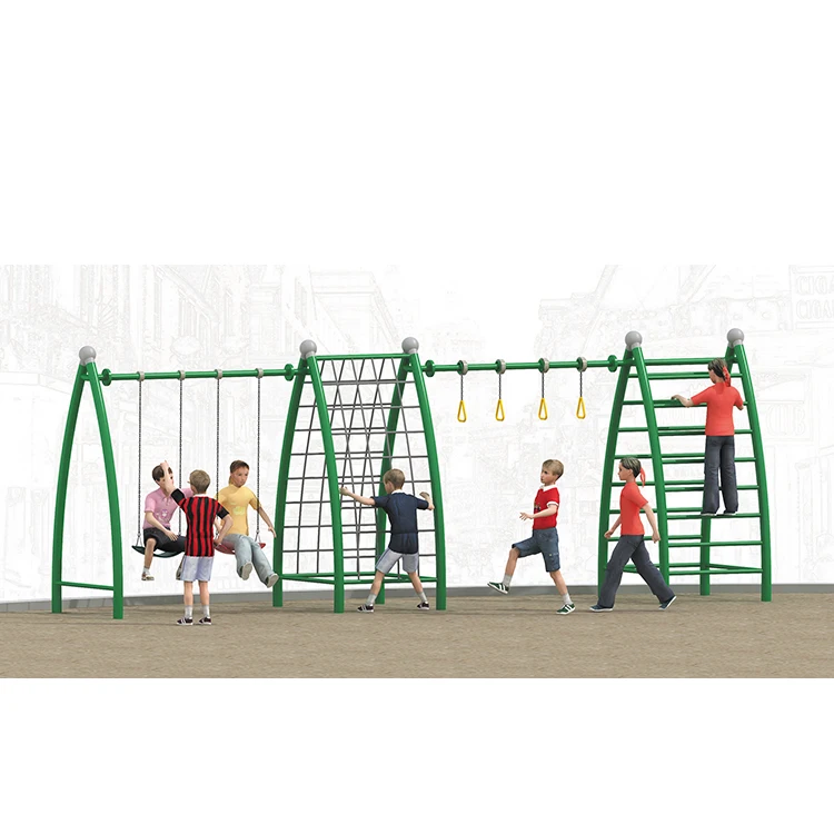 Large Indoor/Outdoor Metal Playground Swing Set for Kids for City Park or Backyard Use