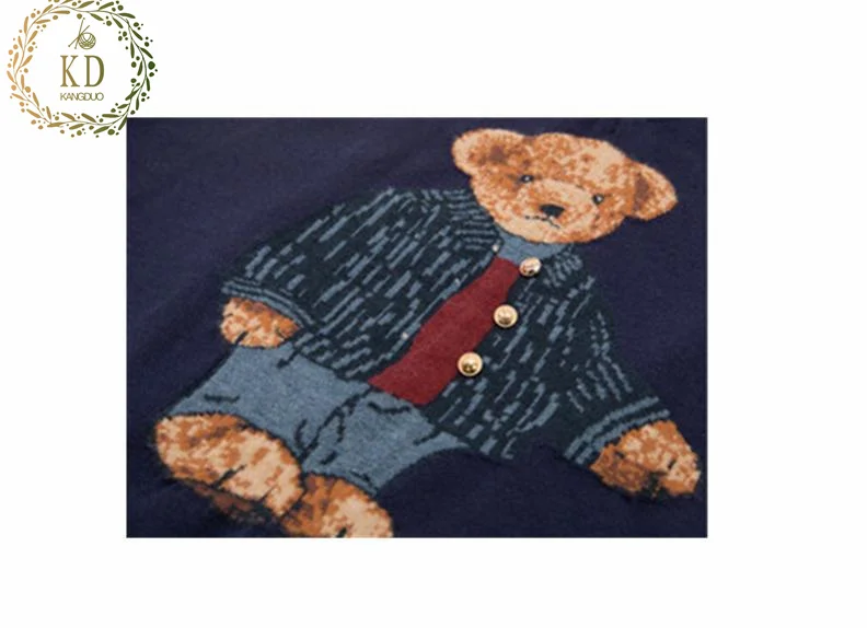 KD New Fashion Custom core yarn basic Fitted women Knitted Wool Bear college Vest  Design Sweater romper