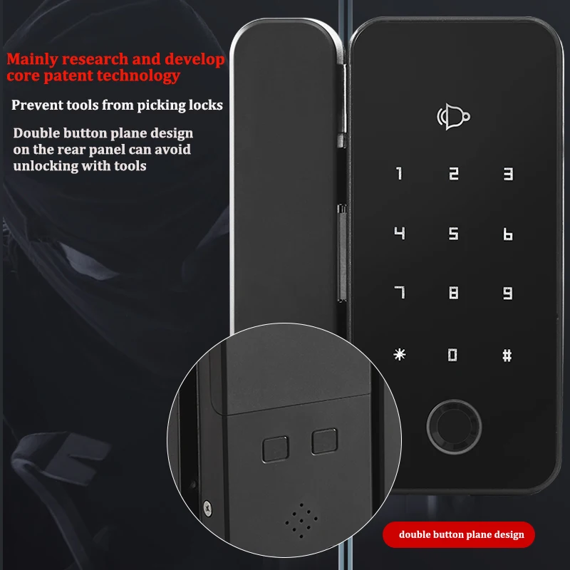 Hot Sale Smart G8S Glass Door Lock BLE APP Control Biometric Fingerprint Password Key Card Smart Office Glass Door Lock