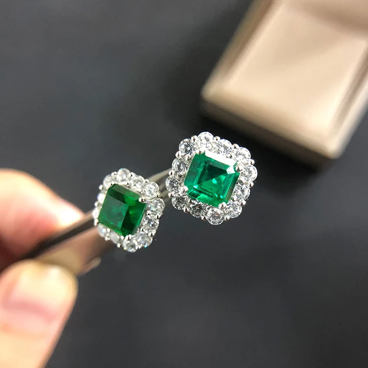 newest 18k white gold asscher cut lab created emerald rings