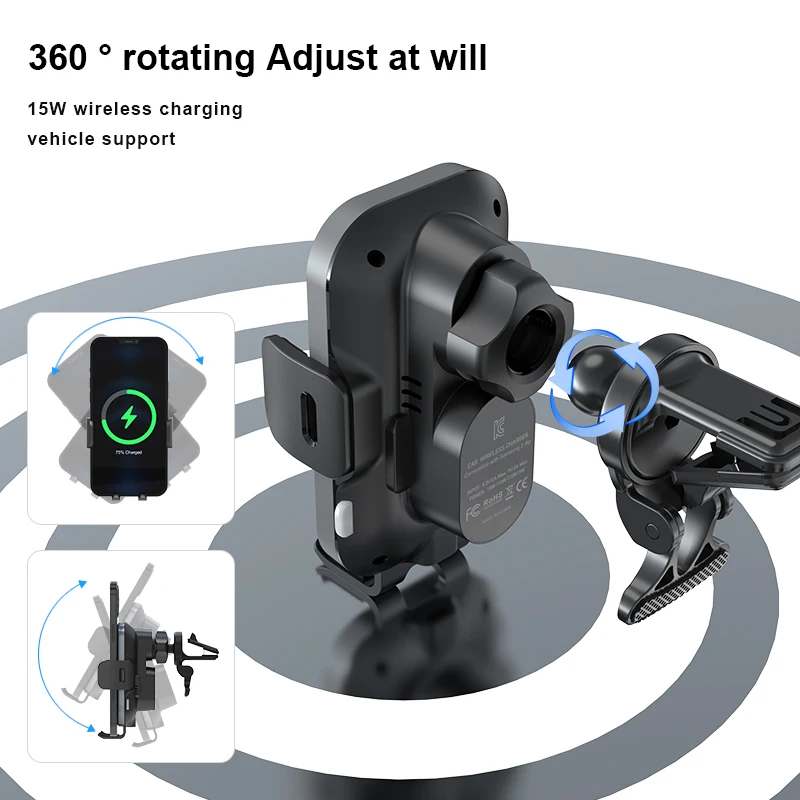 Smart Item in Car 2022 Dual Motor FOD Smart Sensor Auto Aligning Clamping Mobile Phone Holder for Car