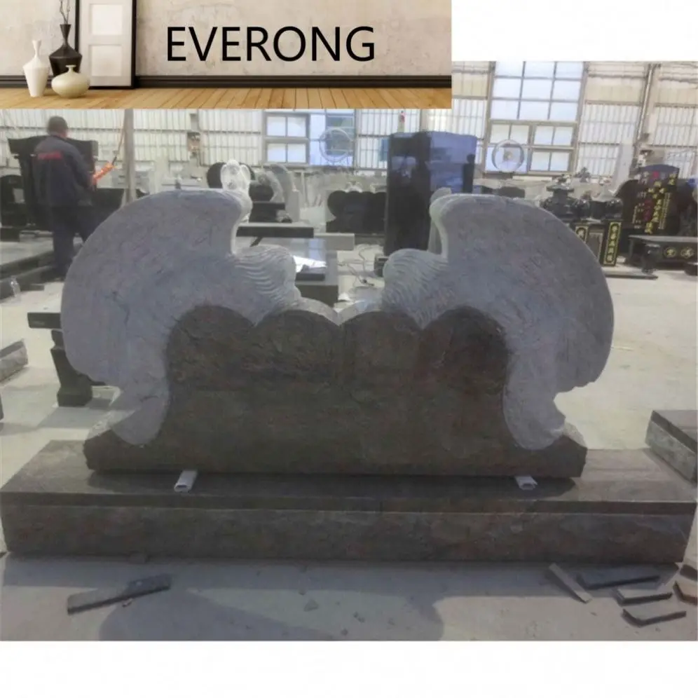 Cheap purple paradiso granite headstones angel gravestone winged wrapped heart headstone with roses grave stones and monuments