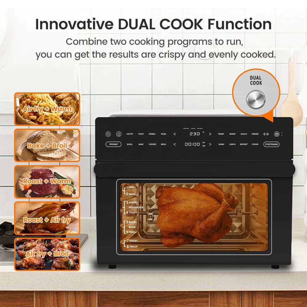 30 liter air circulation MultiFunctional Electric Digital Dual Cook Oil Free Healthy Smart Air Fryer Toaster Oven