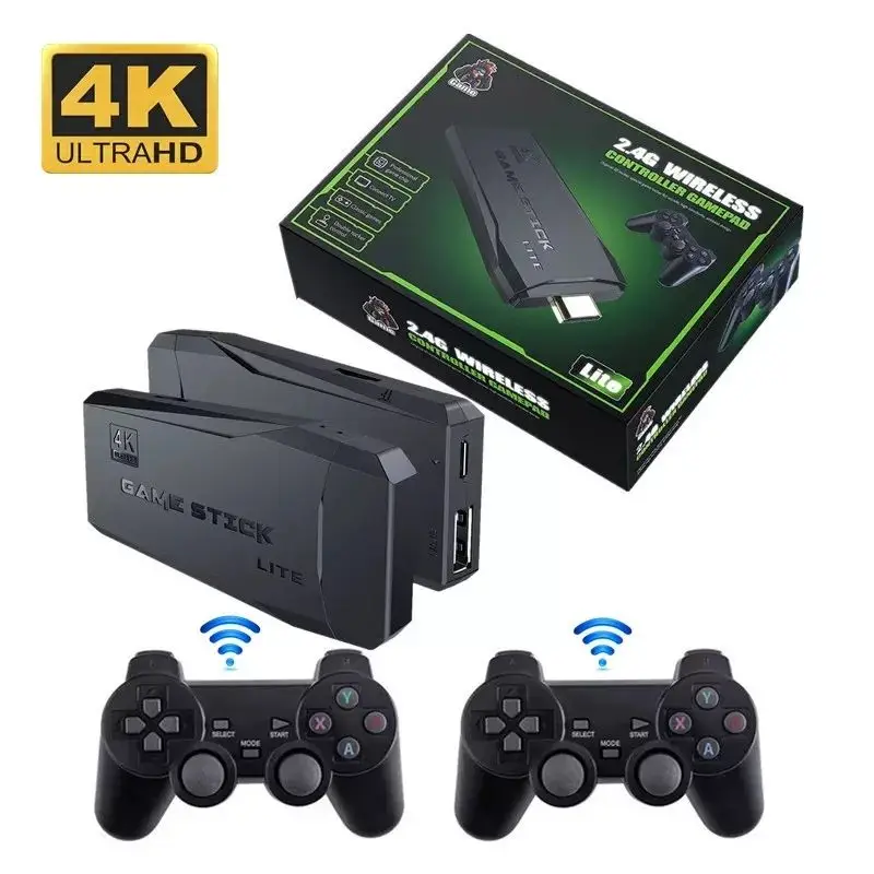 64G TV M8 Game Stick Lite 4K Built-In 10000 Games Retro Game Console For PS1 GBA Wireless Controller for Kid Gift