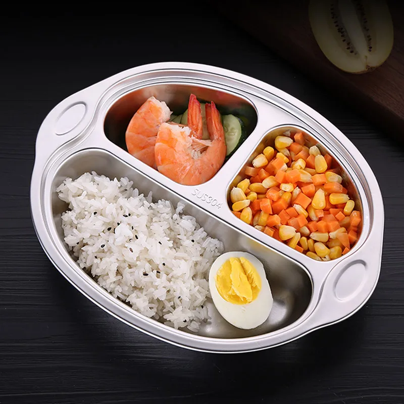 
Hot Sale Stainless Steel 304 Lunch Box School Children Kids Fast Food Plates Trays 