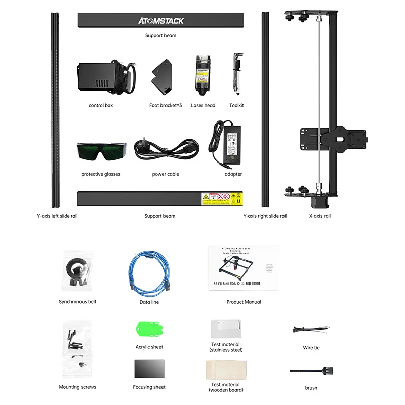 ATOMSTACK A5 20W Laser Engraver Metal Diode CNC Metal Marking Acrylic Woodwork Cutting Machine Built-in Air Assist