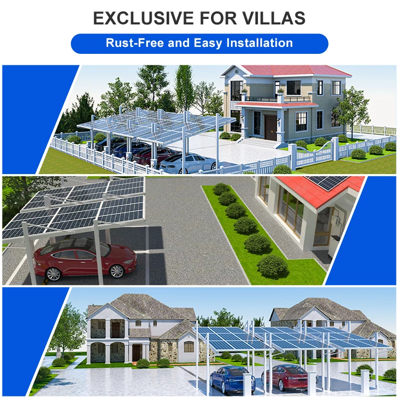 Best Price Solar Parking Carport Photovoltaic System PV Parking Structure Carport Car Parking off Grid or on Grid Hybrid Carport