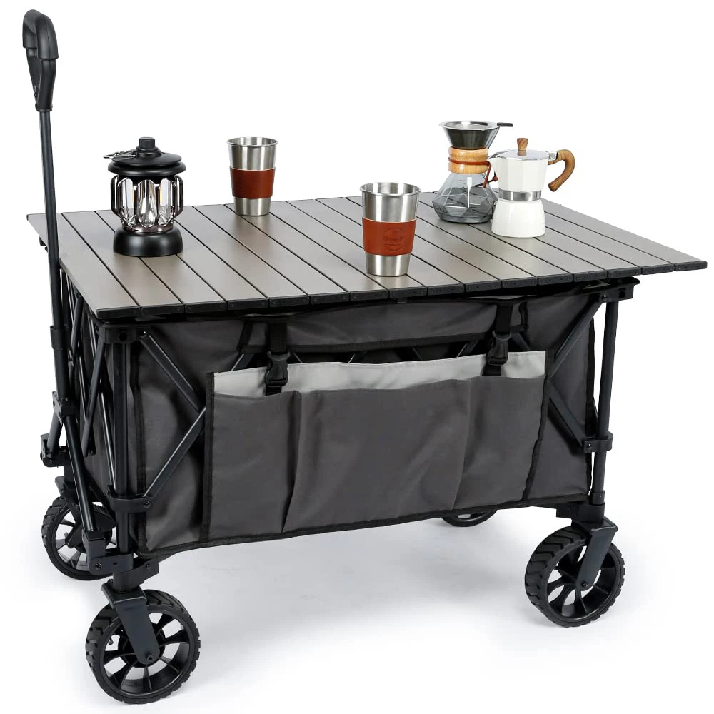 High Quality Beach Small Fold Wagon Camping Collapsible folding wagon with seats Camping Folding Trolley