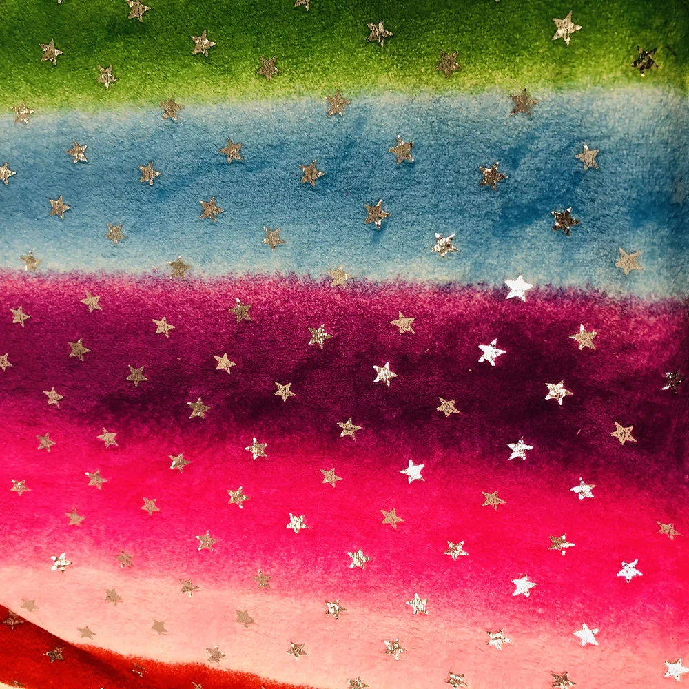 2021 New Design Super Comfortable Star Pattern Rainbow Color Flannel Fabric