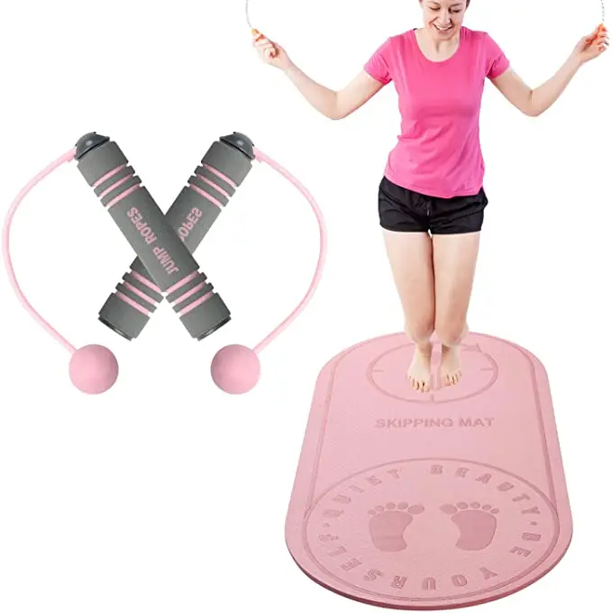 Buy Household Indoor Yoga Pilates Floor Workouts Silent Noise 8mm Thick Tpe Floor Jump Rope Mat