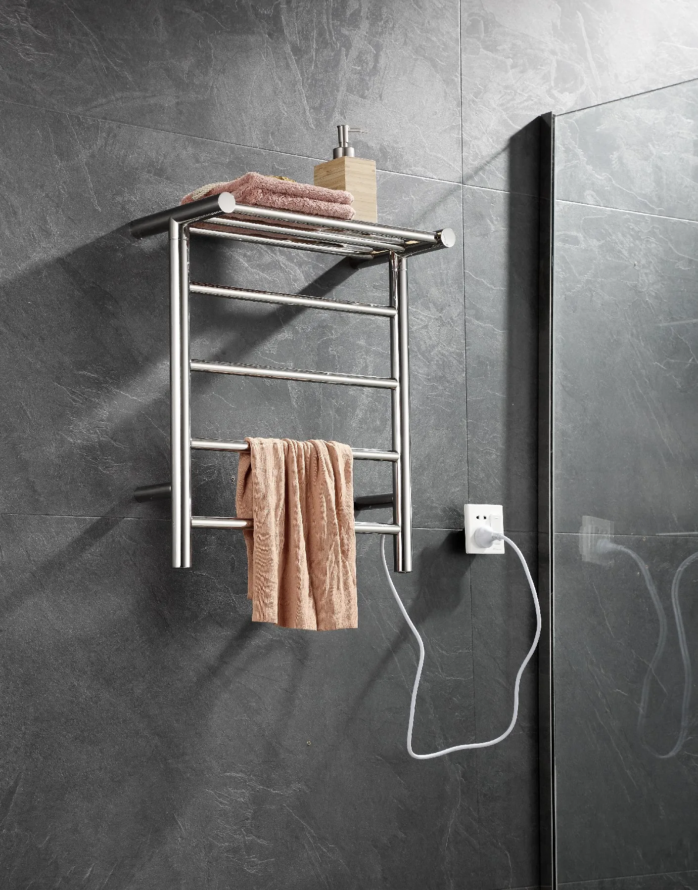 Household bathroom Stainless steel Wall Mounted towel rack constant temperature disinfection heating Towel Rail rack