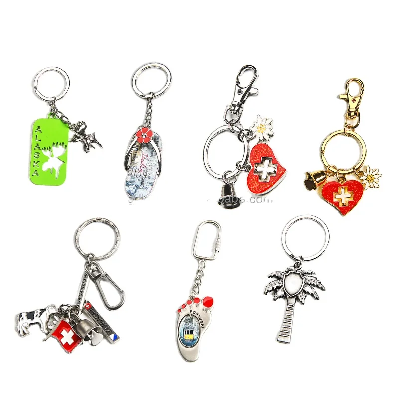 Souvenir Keychains State Name Switzerland Keychain Portugal/Alaska/Italy World City Custom Logo Keychain