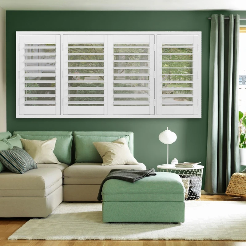 Interior plastic shutter PVC finish shutters parts plantation shutter