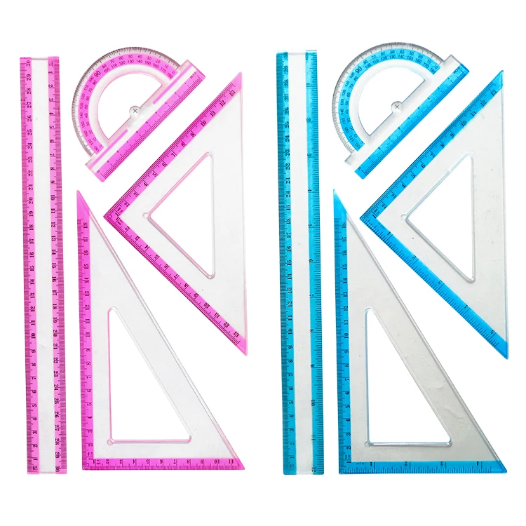 Double Color Printing 30cm School Plastic Ruler Set