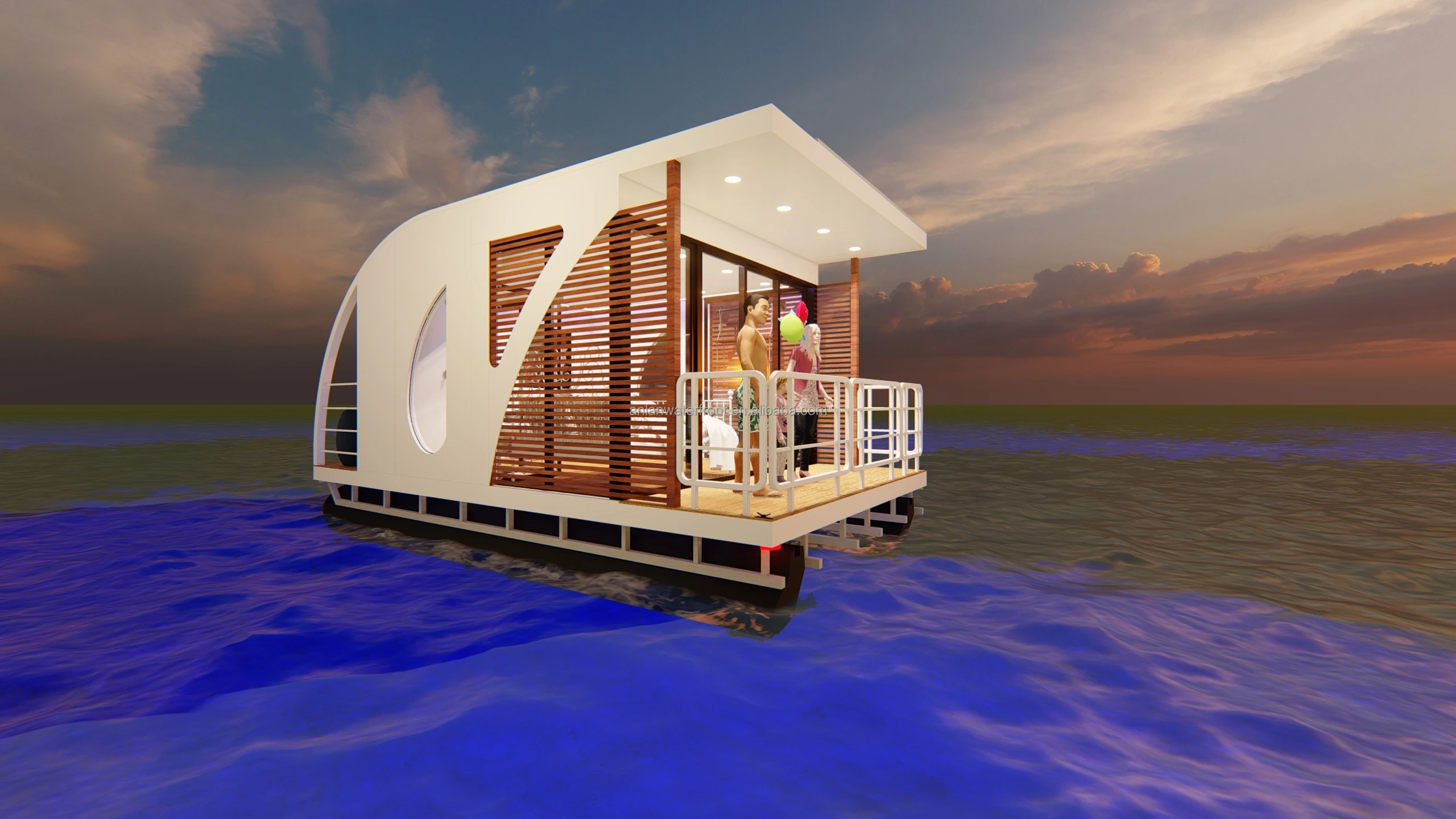 ANLAN Water Villa Houseboat Floating HouseTiny House Pontoon Boat Party Boat Houseboat Luxury Floating Hotel