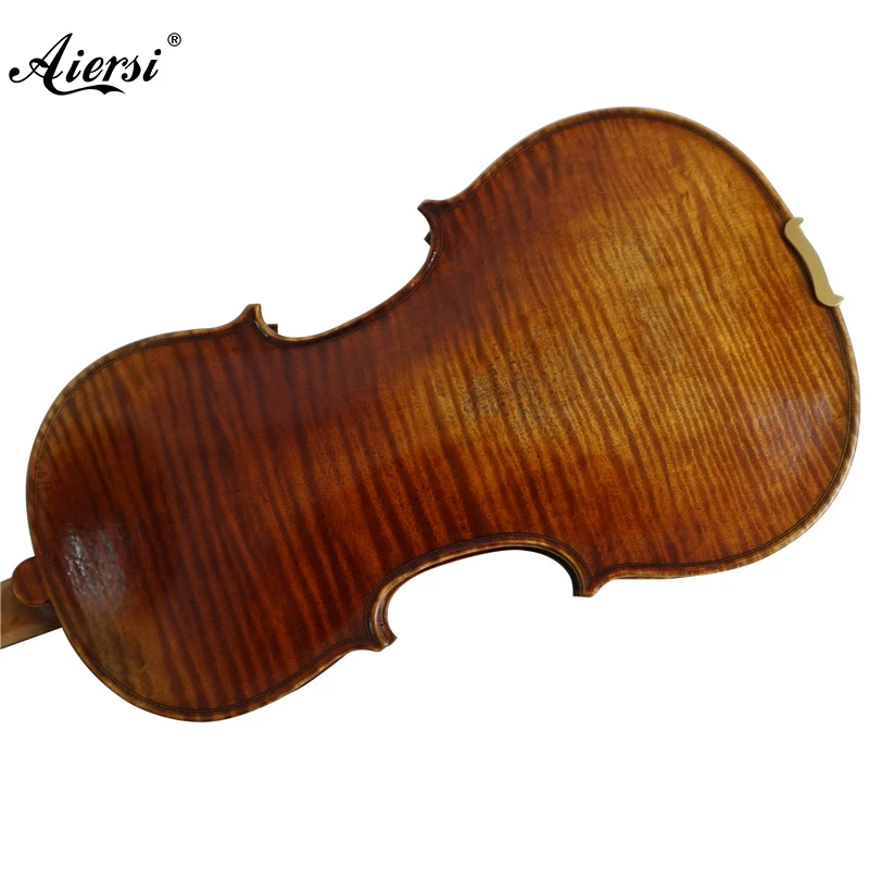 Factory price 100% handmade professional antique yellow brown violin with natural flamed maple
