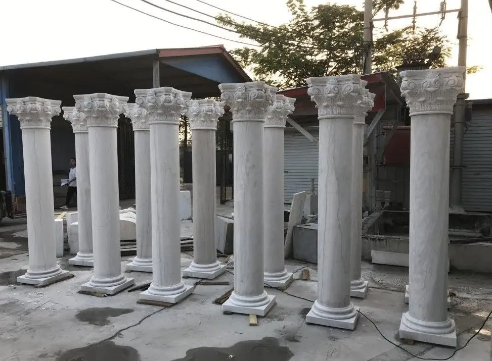 Beige Marble Roman Square Pillar Design