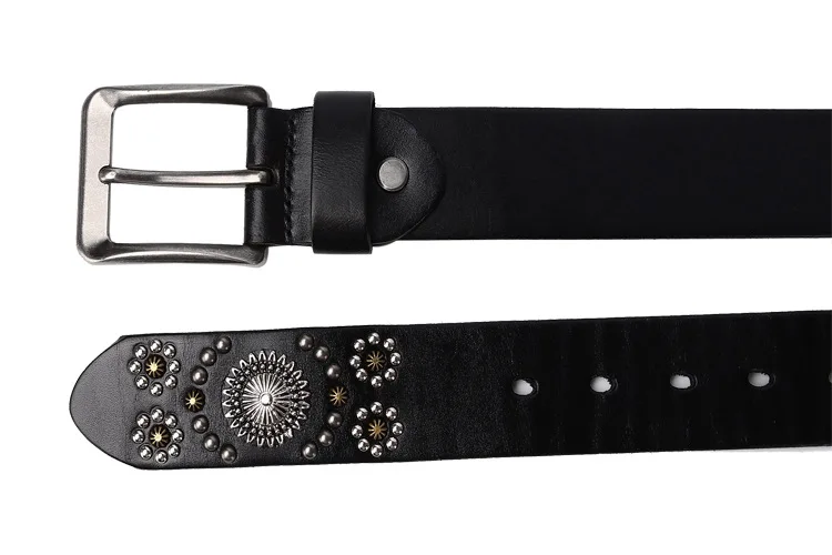 New Style Personalized Studded Belt Studs Decorative Belt Punk Style Hand-Decorated Belt Full Grain Leather
