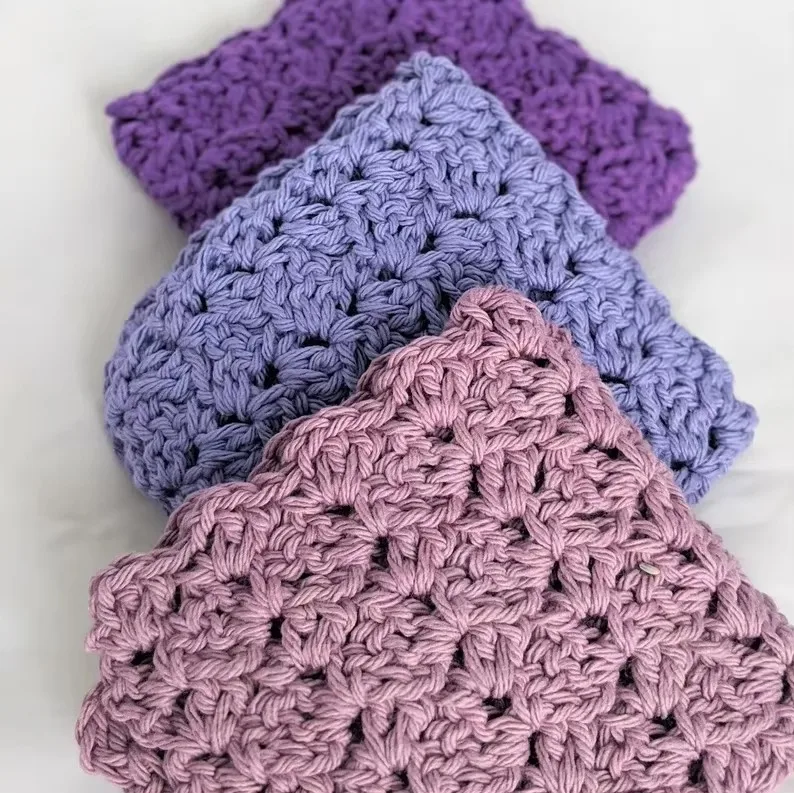 Y-F Crochet Washcloths Set Handmade 100% Cotton Natural Soft Lovely Weave Washable Dishcloths