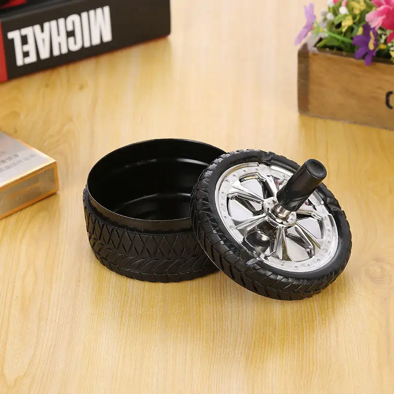 Tire Type Ashtray Round Smokeless Metal Push Down Windproof Outdoor Tabletop Smoke
