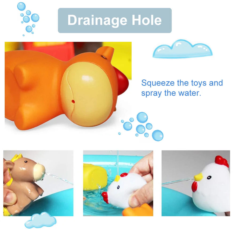 Water spray Rubber Bath Toy Animal Child Baby Bathtub Water Squirter Bath Toy No Hole Mould Set Toddler Sea Animal Bath Toy
