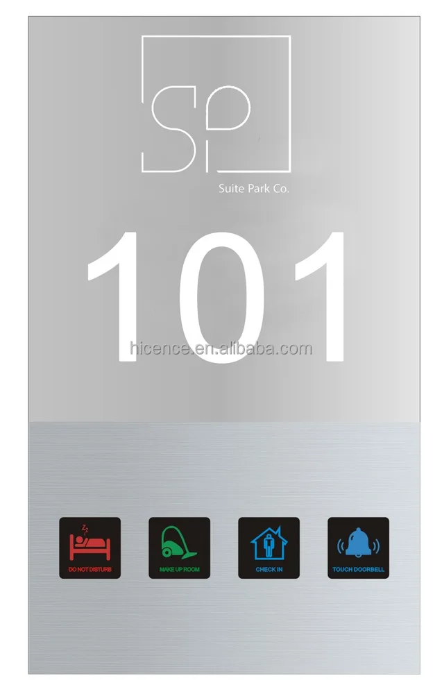 Newest 110V-220V transparent acrylic room number signs doorbell doorplate with DND for hotel guest room