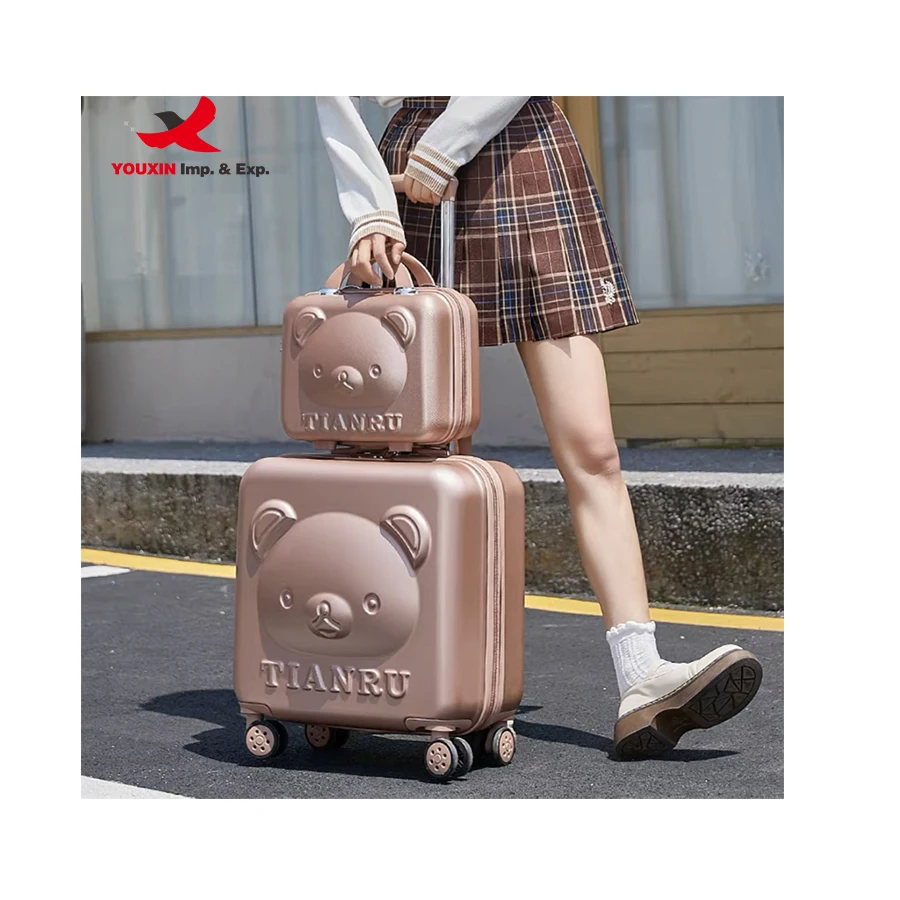 Fashionable Cartoon Travel Suitcase with Hand Bag Trolley Bag Fashion Women Suitcase Rolling Luggage set
