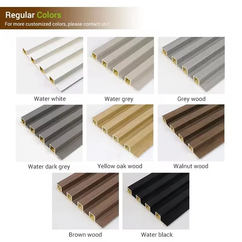 prefabricated house indoor exterior decoration co extrusion panel wpc wall ceiling cladding  Wooden Grain   Slatted Wall Panel