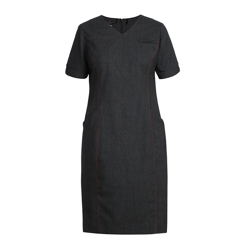 Женское цельнокроеное платье авиакомпании, юбка, Униформа, темно-серый цвет, приталенный костюм, высококачественный официальный женский стюардесс, униформа