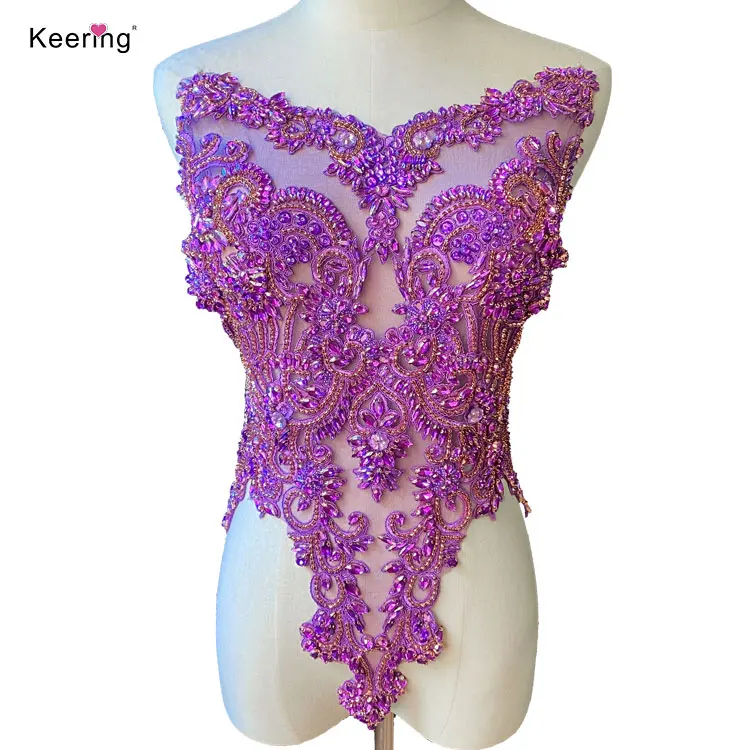 WDP-295 New Color Keering Multicolor Bright Purple Rhinestone Applique For Weeding Party Dress