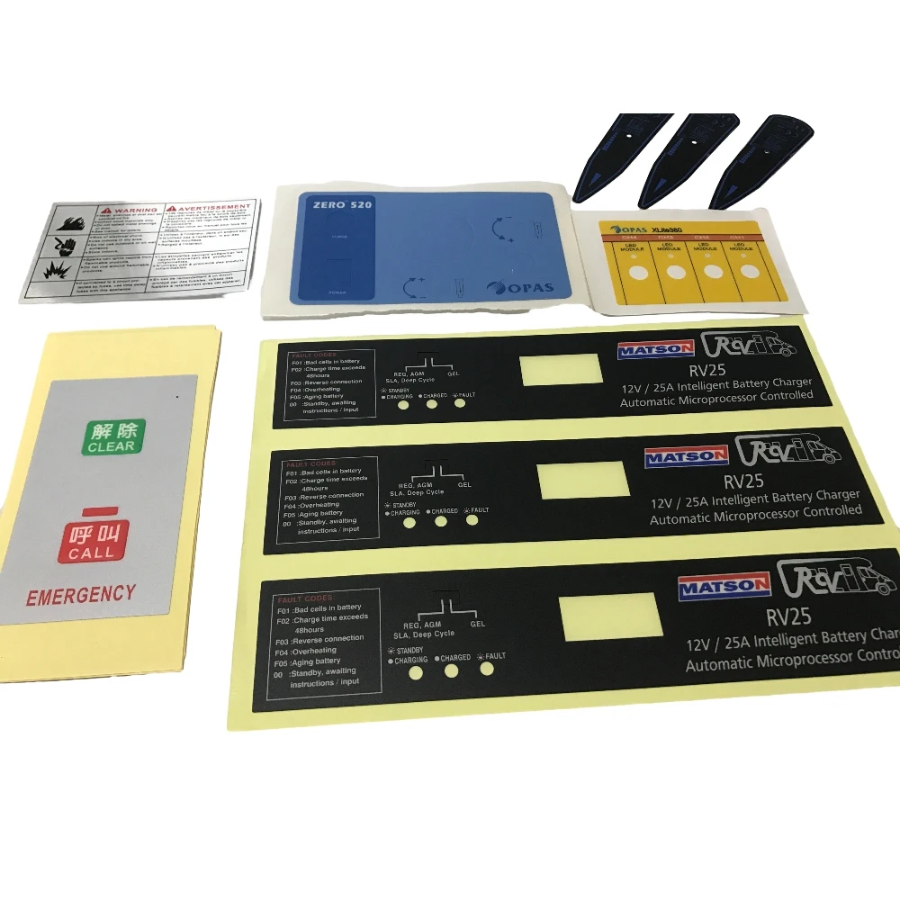 Custom Printing Membrane Control Front Panel Sticker Control Front Panel Sticker