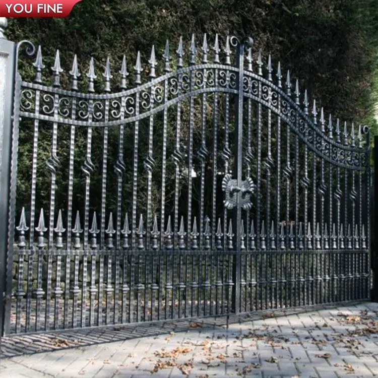 Outdoor Door Decoration Art Casting Iron Main Gate Designs for Sale