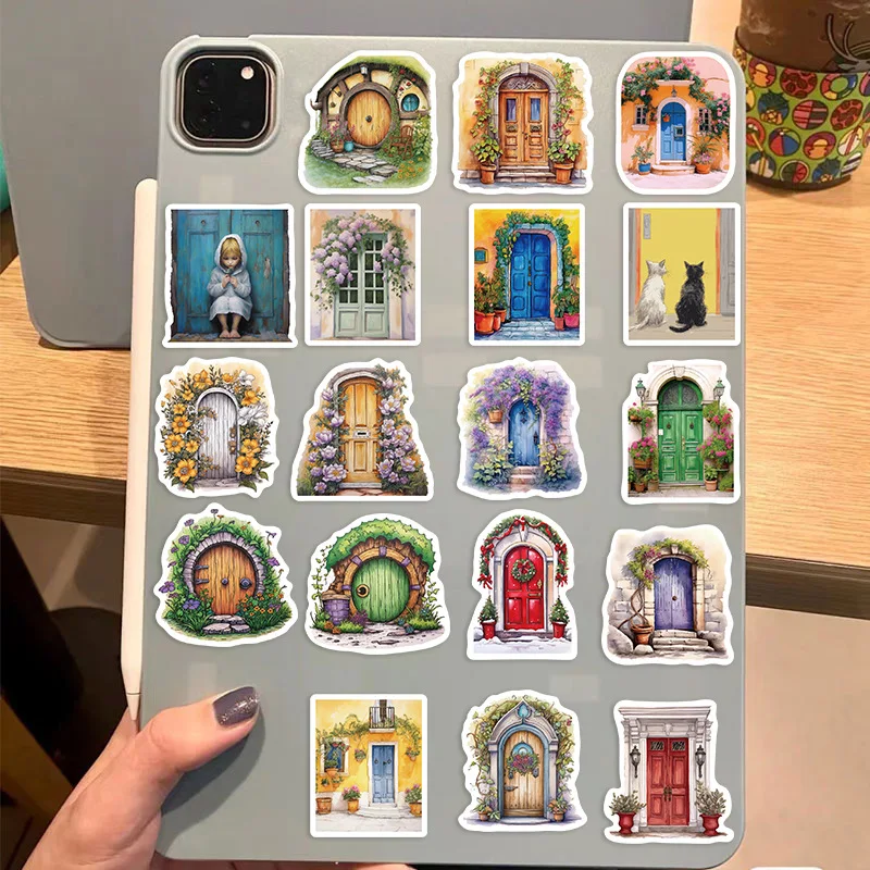 50PCS  Cartoon flower door sticker waterproof cut stickers DIY Decorative  for Laptop iphone netbook