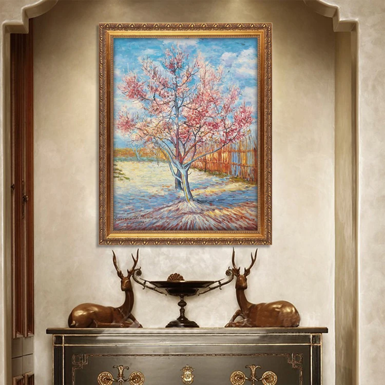 100% Hand Painted Museum Quality Cherry Blossom Reproduction Famous Art Oil Painting by Van Gogh