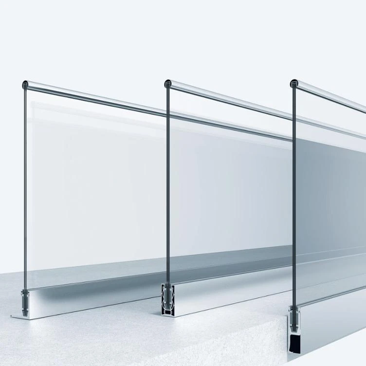 Frameless Aluminum U Channel Glass Railing For Balcony