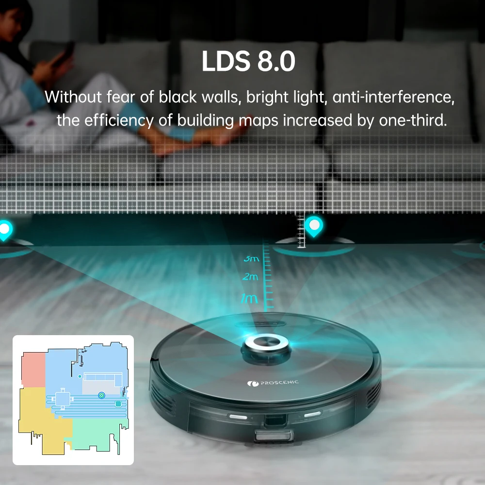 Proscenic M8Pro Self-Charging 2700Pa Super Suction Robot Vacuum and Mop Combo Home Mapping Wi-Fi Connected Works with Alexa