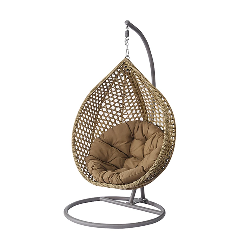 Indoor garden rattan wicker outdoor hanging patio swings egg chair with stand for living room