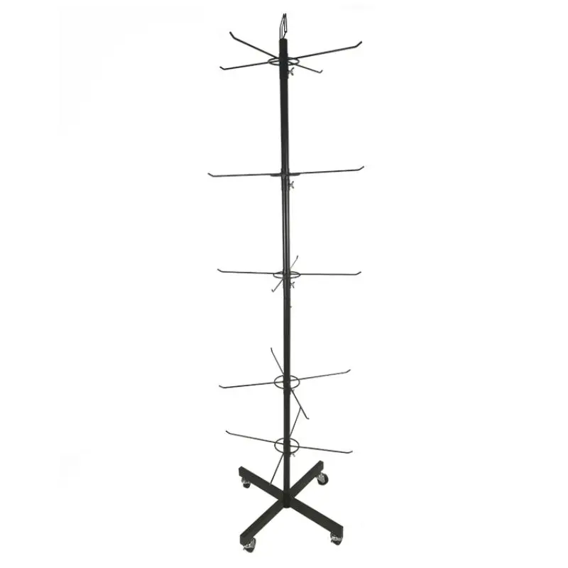 5-этажная металлическая подставка Стеллаж для выставки товаров крюка свободный стоящий Носки Дисплей стенд вращающийся металлический стенд для демонстрации с крючком