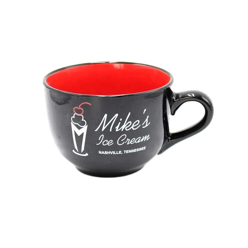 Big capacity customization logo color glaze Ceramic stoneware soup mug