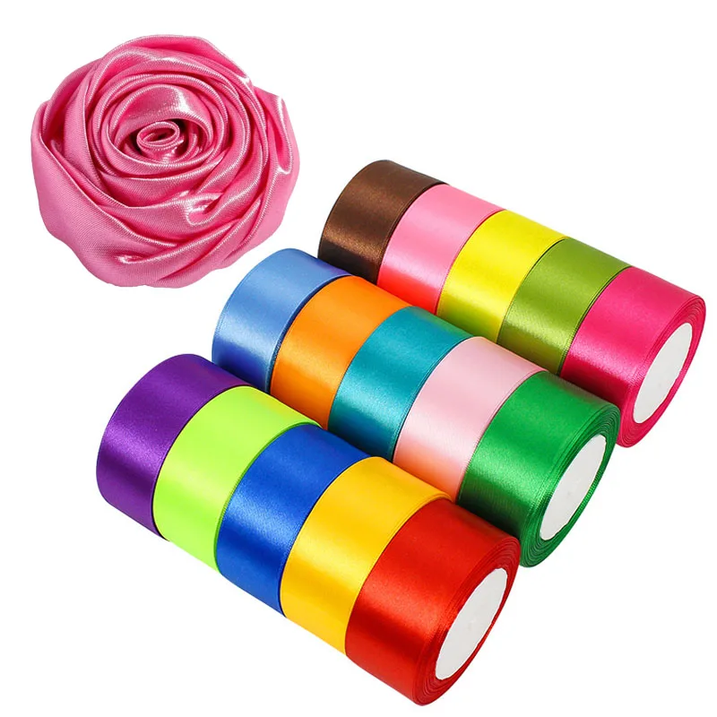 DIY solid color rose flowers celebrations valentines 1.5 inch gift satin ribbon 4cm for wedding