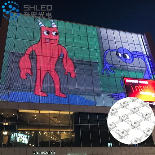 Soft Outdoor Transparent LED Mesh Display For Dynamic Media Facade lighting